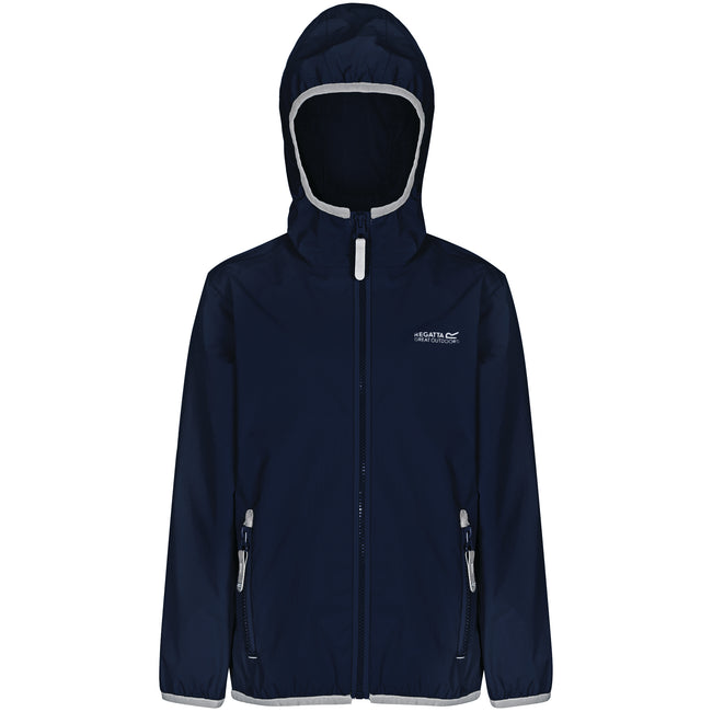 Navy - Front - Regatta Great Outdoors Childrens-Kids Lever II Packaway Rain Jacket