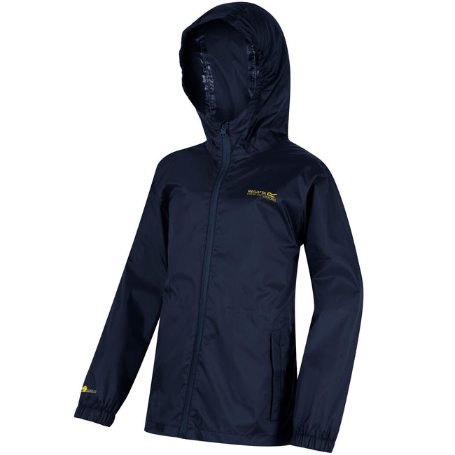 Midnight - Back - Regatta Great Outdoors Childrens-Kids Pack It Jacket III Waterproof Packaway Black