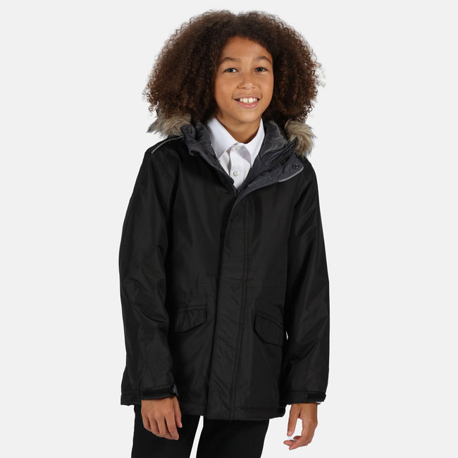 Black - Side - Regatta Childrens Cadet Parka Jacket