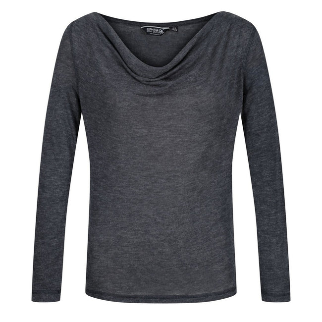 Navy-Silver - Front - Regatta Womens-Ladies Frayda Long Sleeved T-Shirt