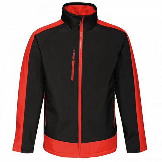 Jet Black-Orient Red - Front - Regatta Professional Mens Contrast 3 Layer Soft Shell Jacket