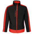 Jet Black-Orient Red - Front - Regatta Mens Contrast 3 Layer Softshell Full Zip Jacket