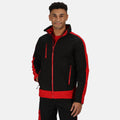 Jet Black-Orient Red - Back - Regatta Mens Contrast 3 Layer Softshell Full Zip Jacket