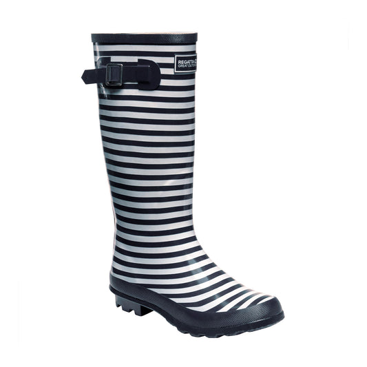 Navy-White - Front - Regatta Womens-Ladies Ly Fairweather II Tall Durable Wellington Boots