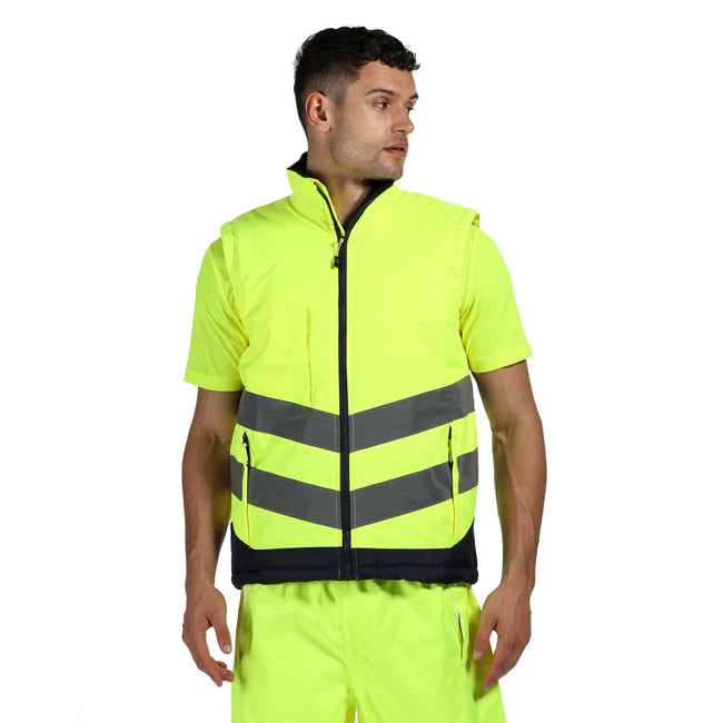 Yellow-Navy - Back - Regatta Professional Mens Hi Vis Pro Body Warmer