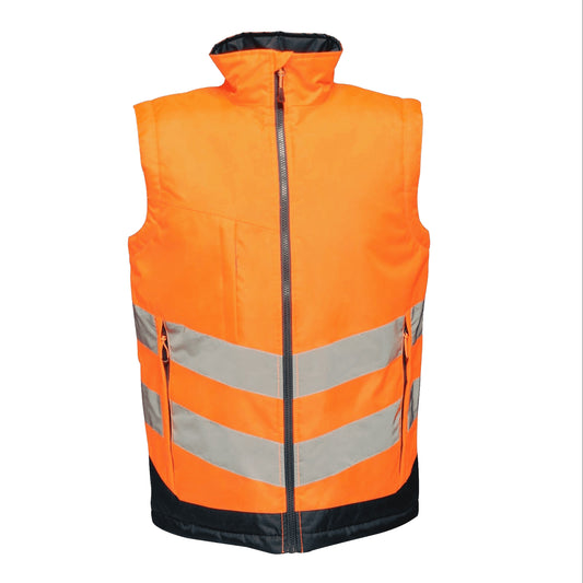 Orange-Navy - Front - Regatta Professional Mens Hi Vis Pro Body Warmer