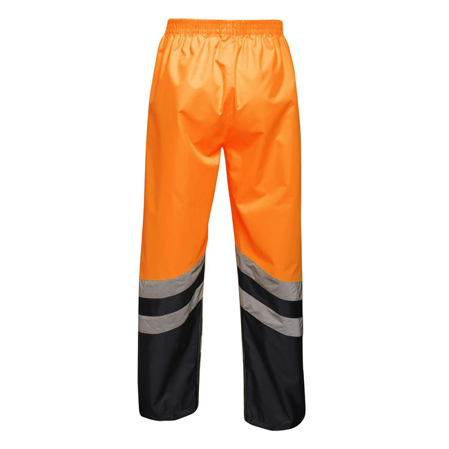 Orange-Navy - Back - Regatta Professional Unisex Adult Hi-Vis Reflective Over Trousers