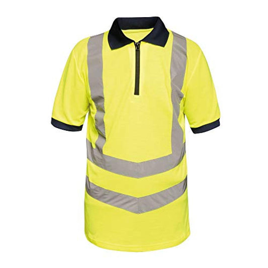 Yellow-Navy - Front - Regatta Professional Mens Hi-Vis Reflective Polo Shirt