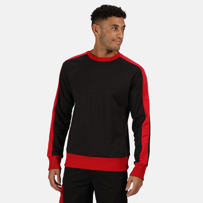 Black-Classic Red - Back - Regatta Mens Contrast Crew Neck Sweater