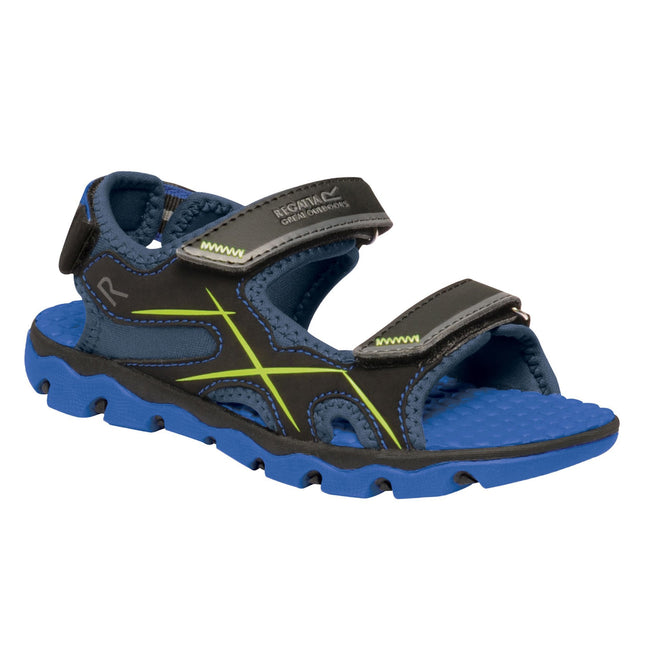 Nautical Blue-Electric Lime - Back - Regatta Childrens-Kids Kota Drift Sandals