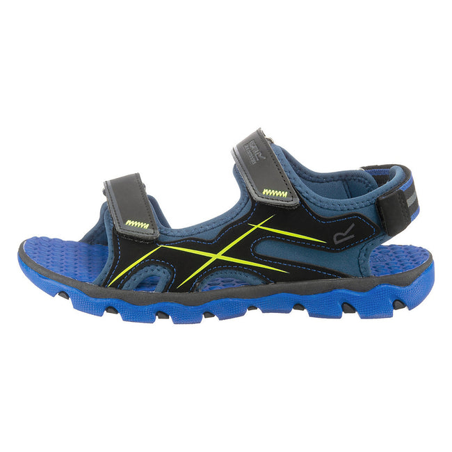 Nautical Blue-Electric Lime - Side - Regatta Childrens-Kids Kota Drift Sandals