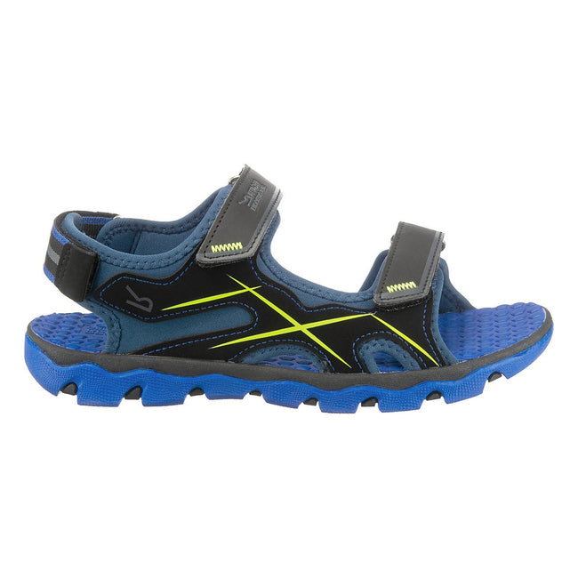 Nautical Blue-Electric Lime - Front - Regatta Childrens-Kids Kota Drift Sandals