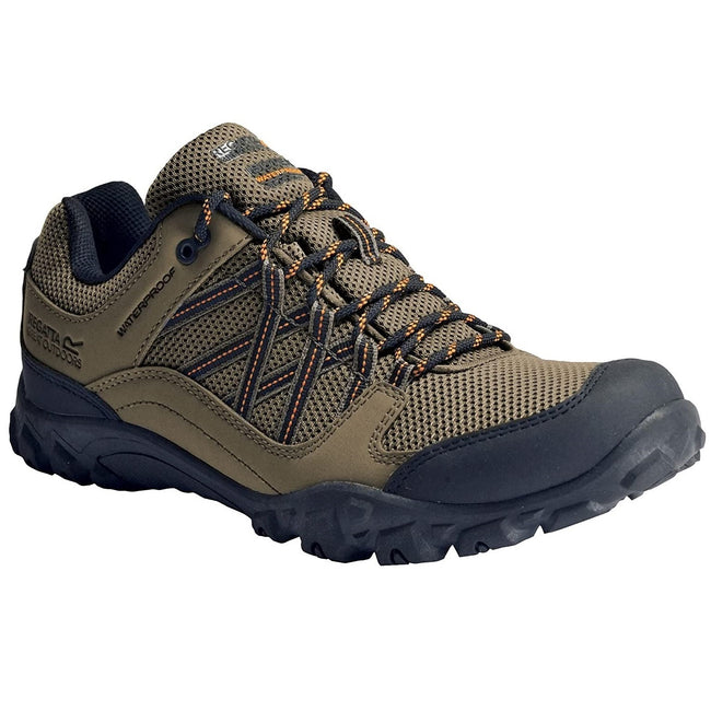 Gold Sand-Flame Orange - Front - Regatta Mens Edgepoint III Low Rise Hiking Shoes