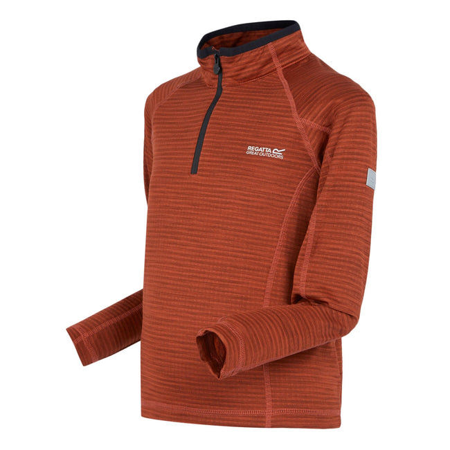 Red Ochre-Black - Side - Regatta Childrens-Kids Berley Half Zip Long Sleeved Top
