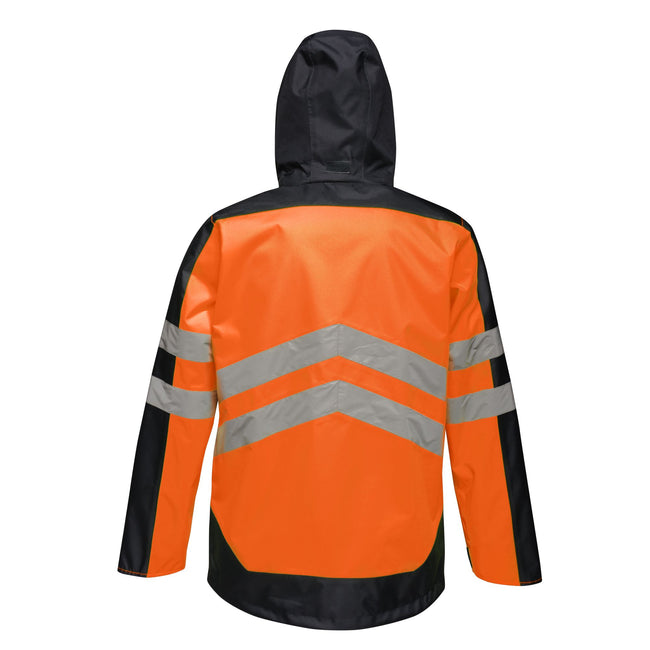 Orange-Navy - Back - Regatta Mens Hi-Vis Waterproof Insulated Reflective Jacket