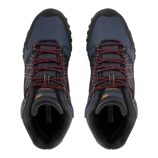 Navy-Rio Red - Side - Regatta Mens Edgepoint Mid Waterproof Hiking Shoes