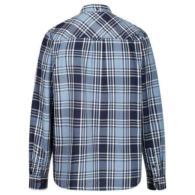 Navy - Side - Regatta Great Outdoors Mens Lazare Long Sleeve Checked Shirt