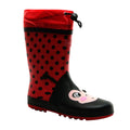 Red-Black - Side - Dare 2B Childrens-Kids Mudplay Dinosaur Wellingtons