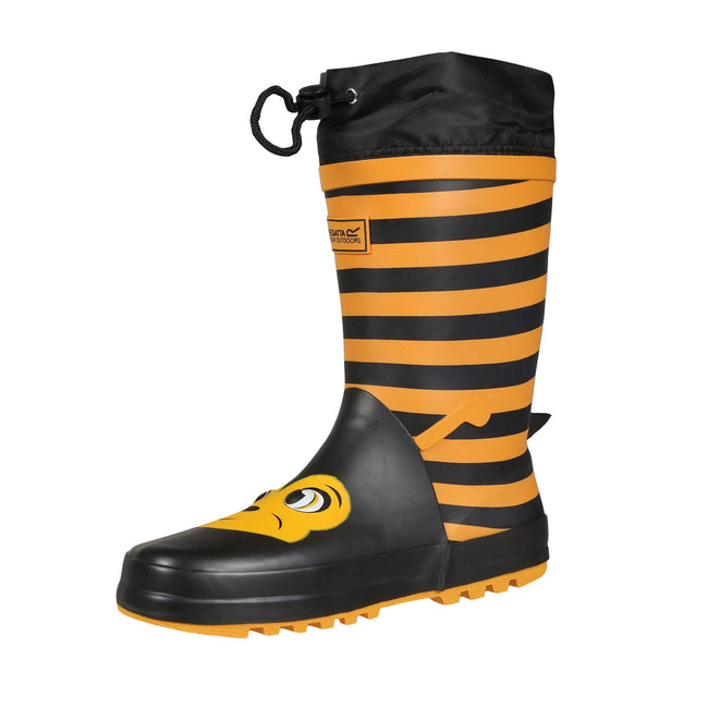 Yellow-Black Stripe - Lifestyle - Dare 2B Childrens-Kids Mudplay Dinosaur Wellingtons