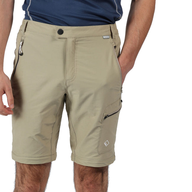 Parchment White - Pack Shot - Regatta Mens Highton Zip Off Walking Trousers
