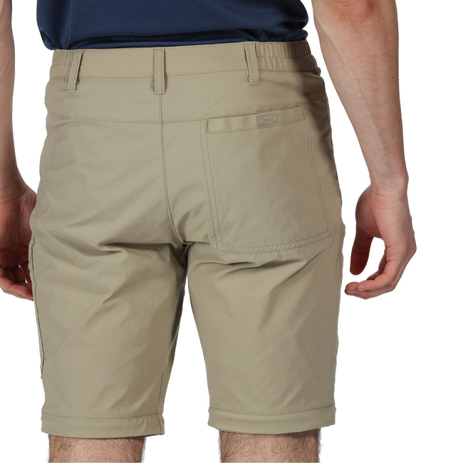 Parchment White - Close up - Regatta Mens Highton Zip Off Walking Trousers