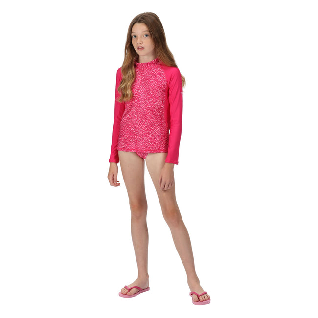 Pink Fusion - Back - Regatta Childrens-Kids Hoku Swim Top