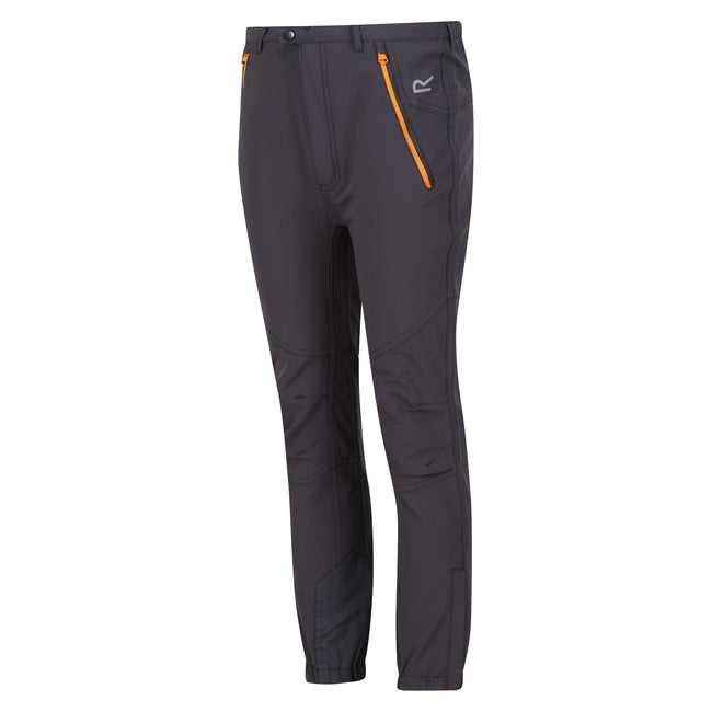 Seal Grey-Apricot Crush - Front - Regatta Childrens-Kids Tech Mountain Hiking Trousers