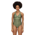 Green Fields - Front - Regatta Womens-Ladies Flavia Polka Dot One Piece Swimsuit