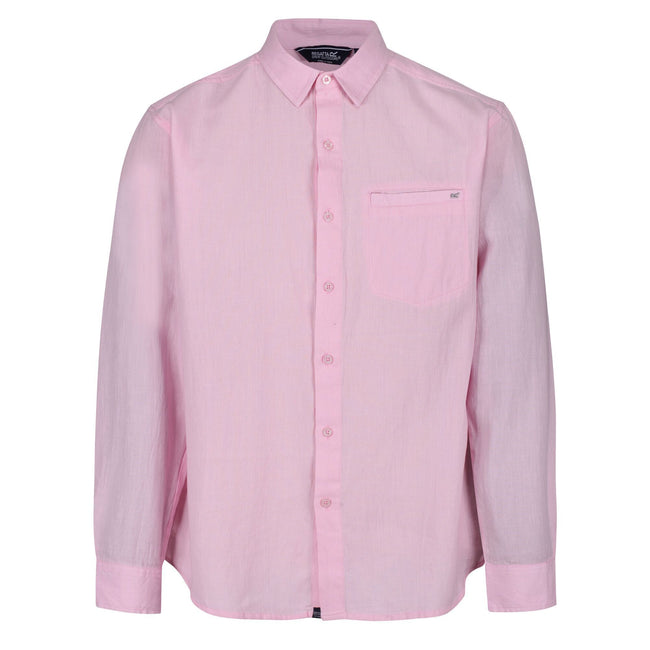 Pink - Front - Regatta Mens Bard Coolweave Long-Sleeved Shirt