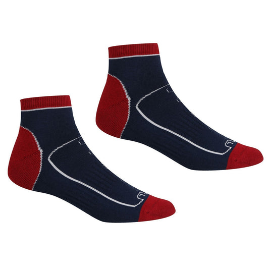 Navy-Dark Red - Front - Regatta Mens Samaris Trail Ankle Socks (Pack of 2)