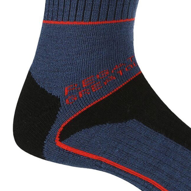 Dark Denim-Cajun Orange - Back - Regatta Mens Samaris 3 Season Socks (Pack of 2)