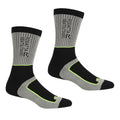 Dark Steel-Electric Lime - Front - Regatta Mens Samaris 2 Season Socks (Pack of 2)