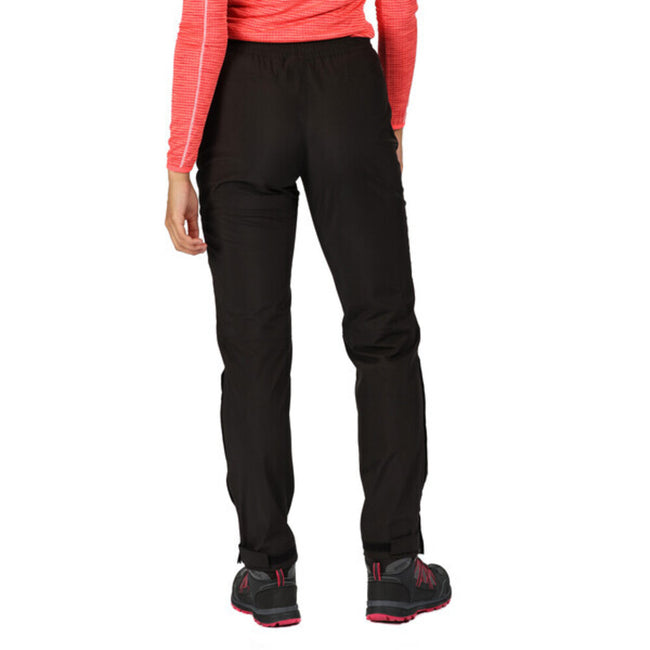 Black - Side - Regatta Womens-Ladies Highton Waterproof Over Trousers