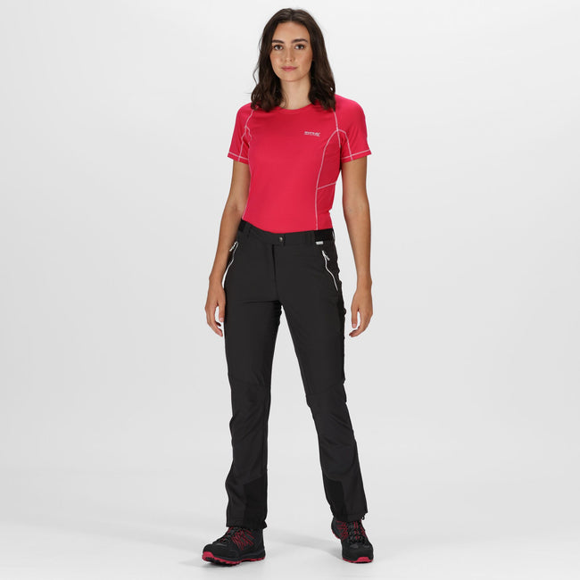 Ash-Black - Back - Regatta Womens-Ladies Mountain III Walking Trousers