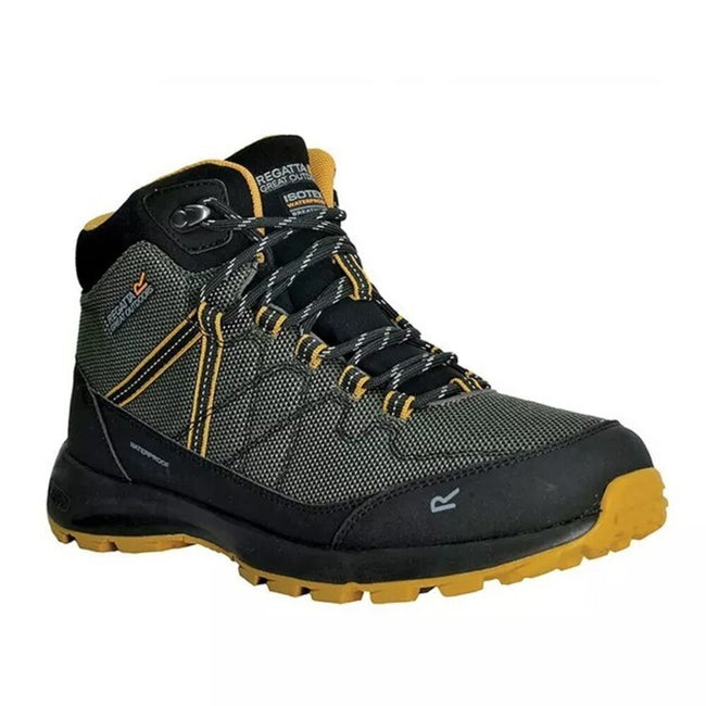 Dark Khaki-Yellow Gold - Front - Regatta Mens Samaris Lite Walking Boots