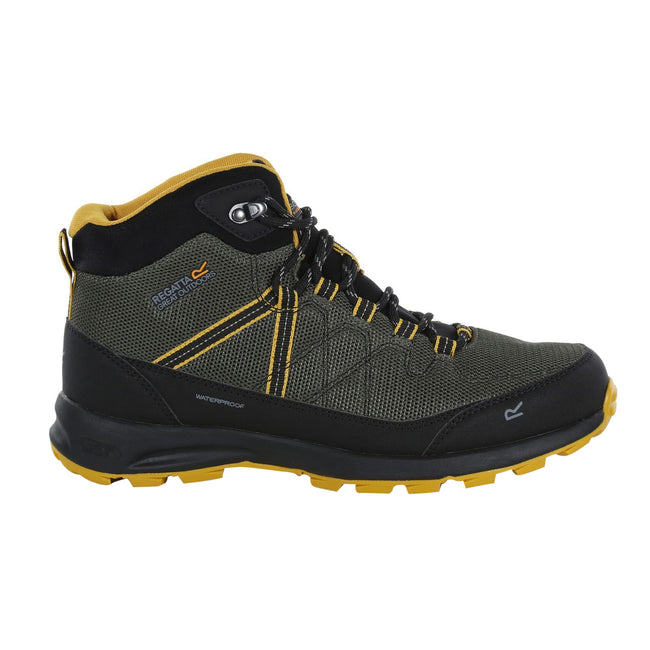 Dark Khaki-Yellow Gold - Side - Regatta Mens Samaris Lite Walking Boots