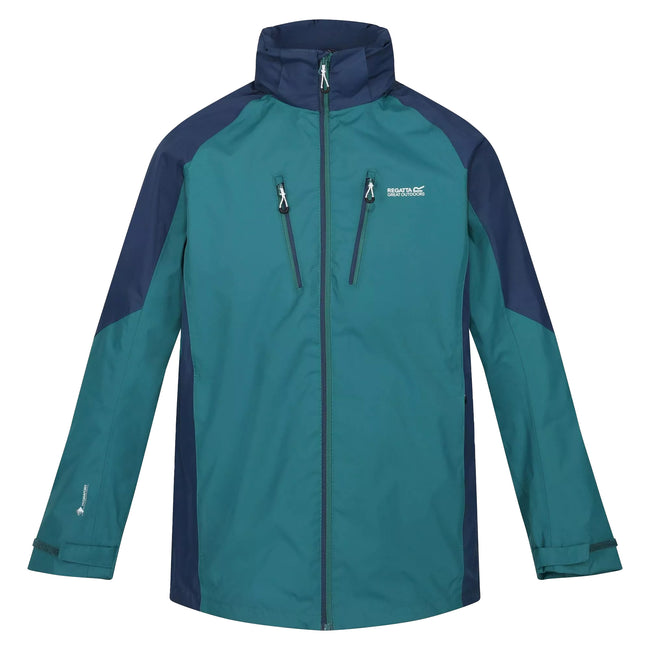 Pacific Green-Admiral Blue - Front - Regatta Mens Calderdale IV Waterproof Softshell Hooded Walking Jacket