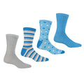 Light Steel-Blue - Front - Regatta Womens-Ladies Lifestyle Ankle Socks Set (Pack of 4)