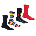 Navy-Duchess Pink - Front - Regatta Womens-Ladies Lifestyle Ankle Socks Set (Pack of 4)