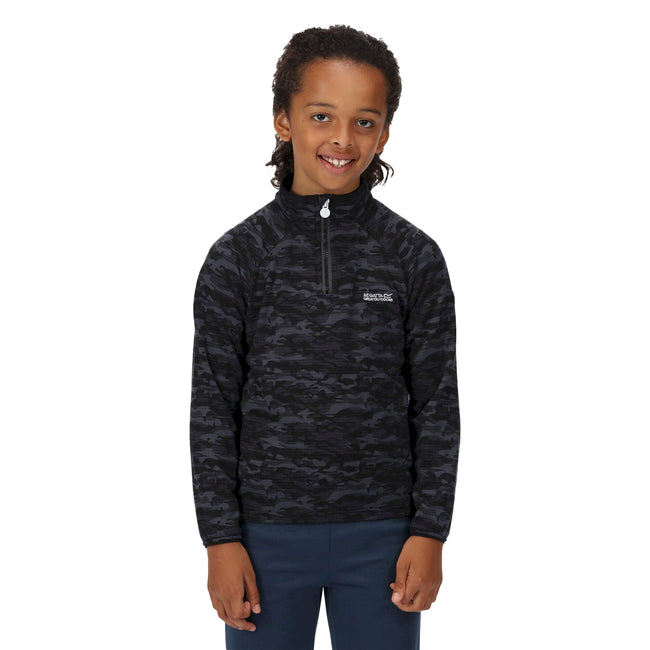 India Grey - Front - Regatta Childrens-Kids Highton Camo Half Zip Fleece Top