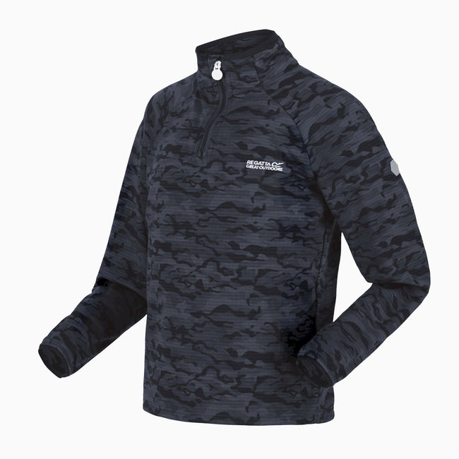 India Grey - Pack Shot - Regatta Childrens-Kids Highton Camo Half Zip Fleece Top