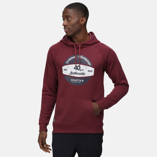 Burgundy - Side - Regatta Mens 40 Years Graphic Print Hoodie