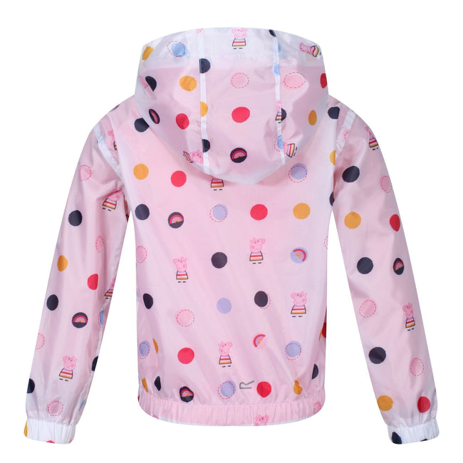Light Pink - Side - Regatta Childrens-Kids Peppa Pig Polka Dot Hooded Waterproof Jacket