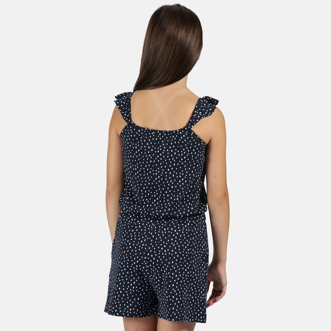 Navy Dot - Lifestyle - Regatta Girls Dorsey Dotted Ruffle Playsuit