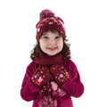 Berry Pink-Autumn - Back - Regatta Pom Pom Knitted Peppa Pig Hat Gloves And Scarf Set
