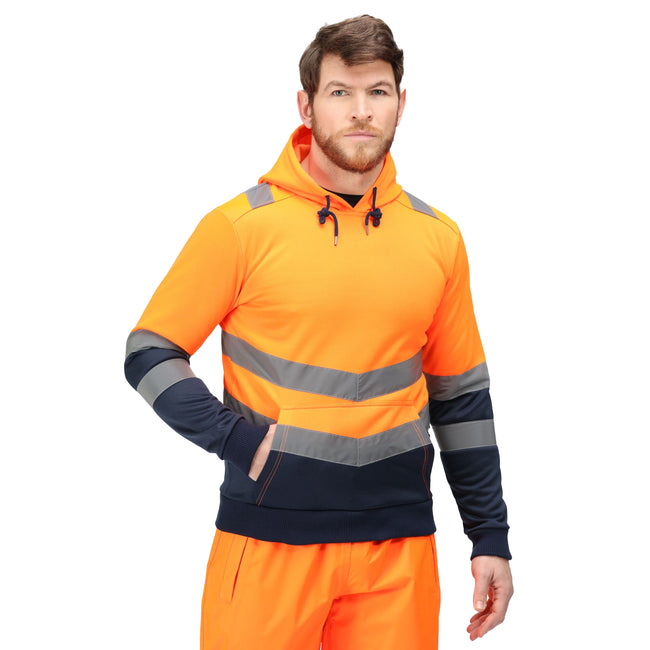 Orange - Side - Regatta Professional Mens Overhead High-Vis Hoodie