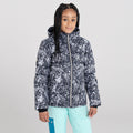 Black-White - Side - Dare 2B Girls Verdict Leopard Print Insulated Ski Jacket