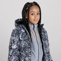Black-White - Close up - Dare 2B Girls Verdict Leopard Print Insulated Ski Jacket
