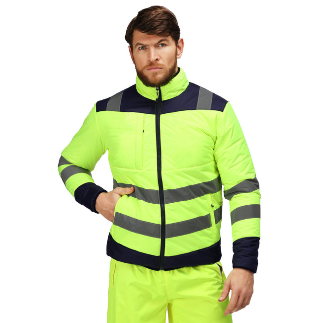 Yellow-Navy - Front - Regatta Professional Mens Baffled Hi-Vis Thermal Top