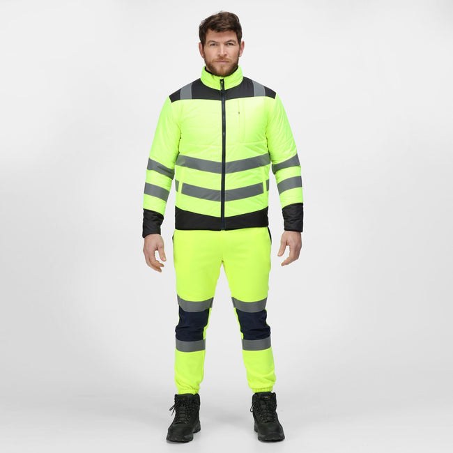 Yellow-Navy - Back - Regatta Professional Mens Baffled Hi-Vis Thermal Top